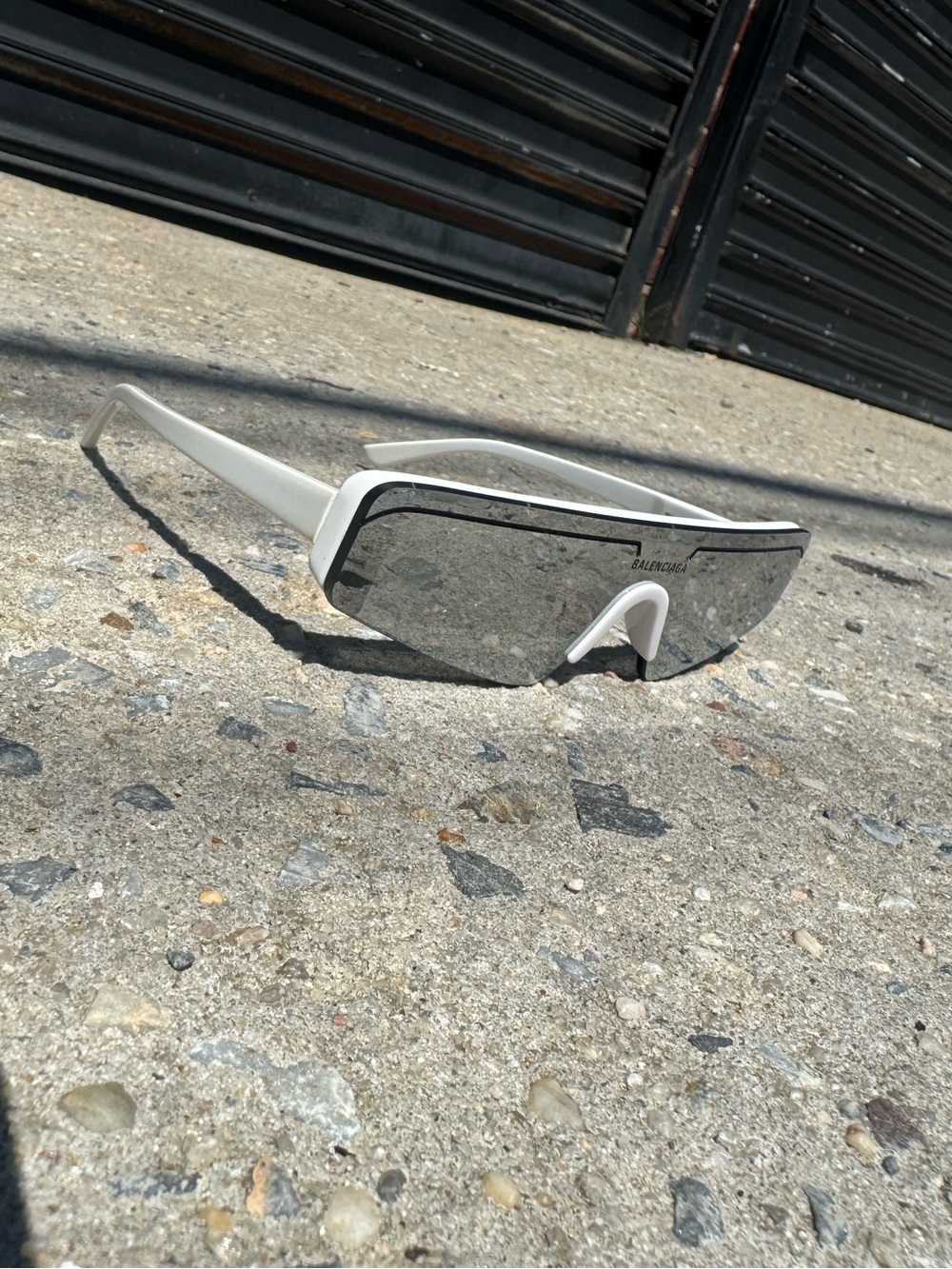Balenciaga Silver Mirrored Ski Rectangle Sunglasses - Picture 4 of 4